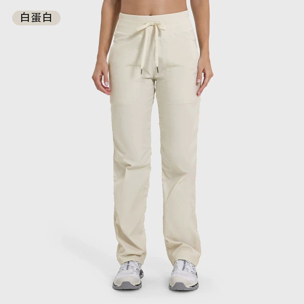 Women Quick Drying Sports Pants Breathable Running Fitness High Waisted Loose Style Wide Leg Casual Yoga Pants Full Length 2025