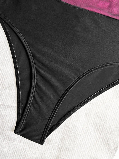 Sexy Women One-Piece Bikini Swimsuit  New Hollow Out Swimwear Women's Fashion Mesh Splicing Beachwear Set