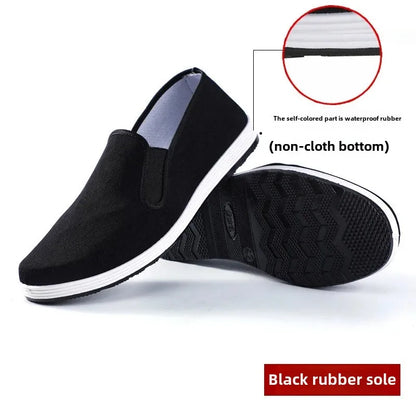 Zapatos de tela para hombre de Beijing, zapatos de trabajo de nuevo estilo, suela de goma, zapatos de tela negros, zapatos de trabajo de un solo paso, zapatos casuales de punta redonda transpirables