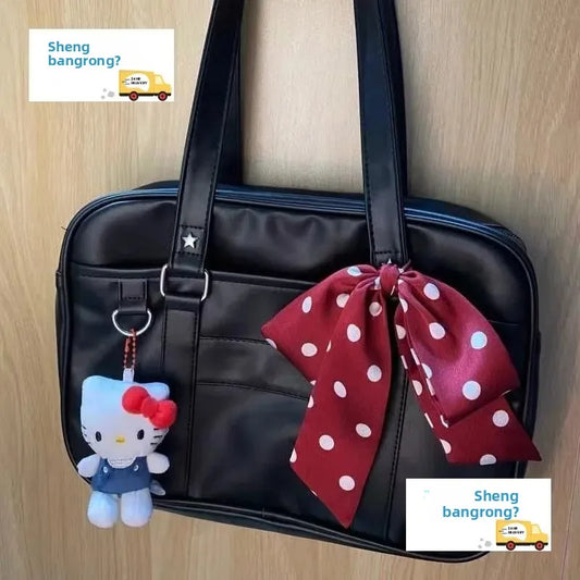Bolso de mano japonés de gran capacidad para mujer, estilo universitario sencillo, con forma de sobre de anime, de cuero suave.