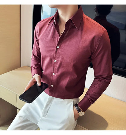 Camisa de hombre de color liso de alta calidad, 55 % algodón y 45 % lino, transpirable y con absorción de sudor, de manga larga. Tallas M-4XL.