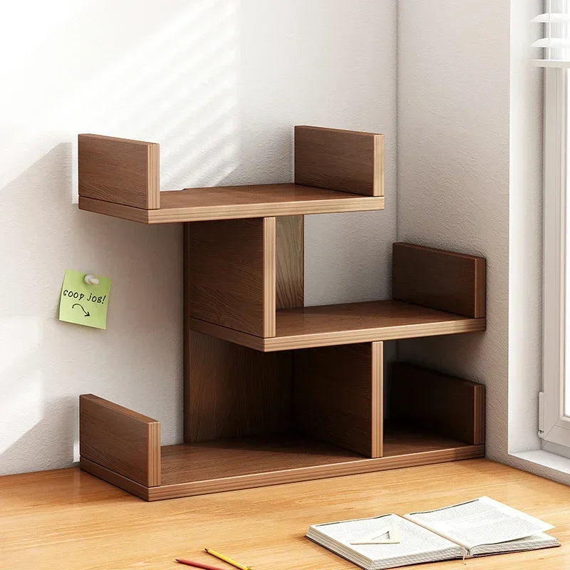 Estantería de escritorio para libros, estantería de almacenamiento y escritorio para el hogar, estantería pequeña para dormitorio, oficina, estante simple de varias capas