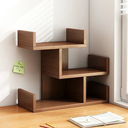 Estantería de escritorio para libros, estantería de almacenamiento y escritorio para el hogar, estantería pequeña para dormitorio, oficina, estante simple de varias capas