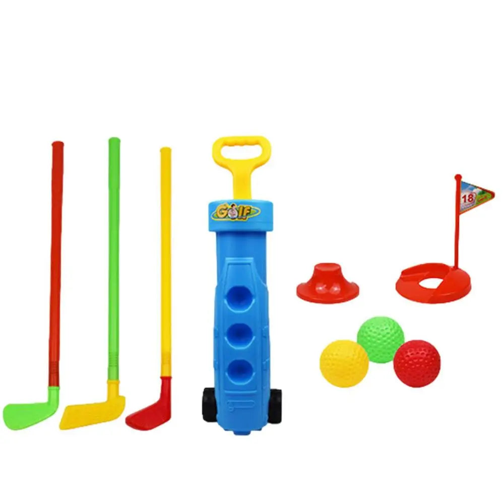 Juguetes de golf portátiles para exteriores, juego de ejercicio en interiores con pelotas y palos de golf de entrenamiento. Juego de juguetes de golf.