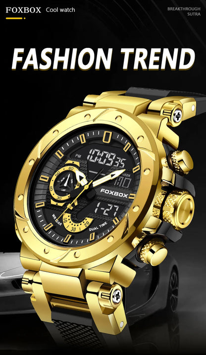 Reloj LIGE para hombre, correa de moda, deportivo, militar, calendario semanal, relojes de cuarzo, LED, pantalla dual, cronógrafo, relojes digitales para hombre