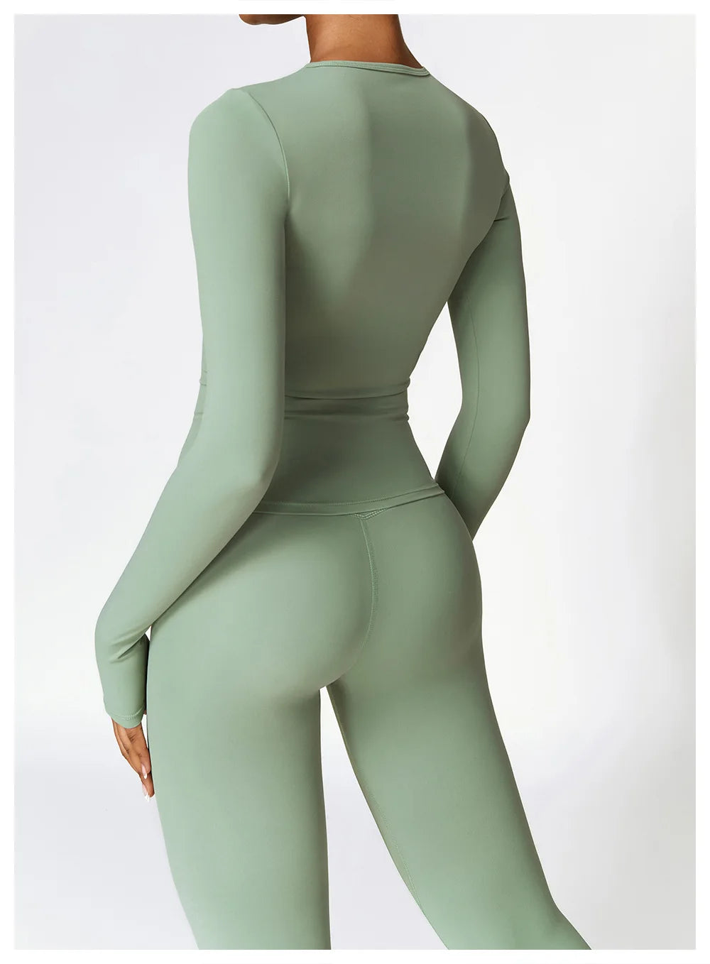 2PCS Seamless Yoga Set Women Workout Set Sportswear Gym Clothing Fitness Long Sleeve Crop Top High Waist Leggings Sports Suits