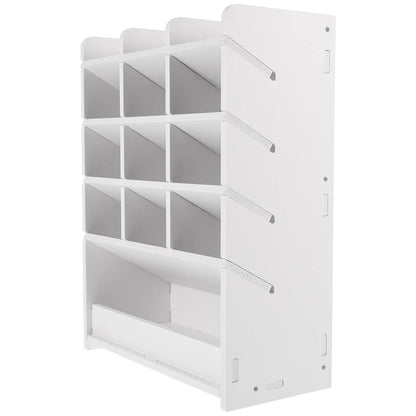 Caja de almacenamiento de escritorio, organizador de papelería de madera para oficina, escuela, oficina, soporte para bolígrafos, sala de estar, mesa de centro, organizador de control remoto