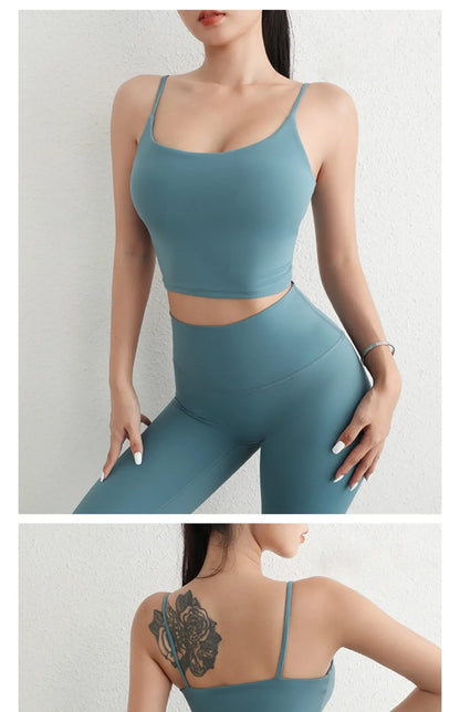 Women Yoga Suit Adjustable Sling Strap Sports Bra U Cut Scrunch Butt Workout Leggings Butt Lifting Excluding pants