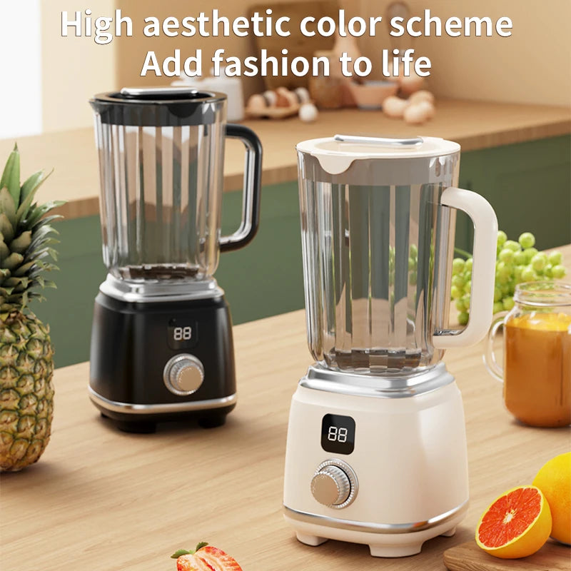 Mini exprimidor de frutas portátil con pantalla LED y carga USB para uso doméstico, ideal para preparar batidos y licuados, jugos recién exprimidos.