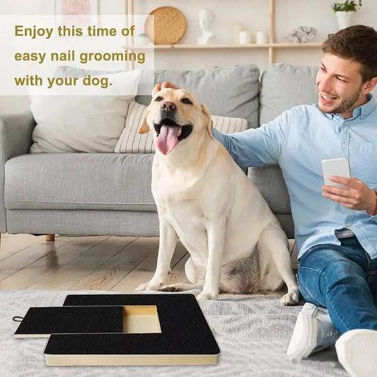Tabla rascadora de madera para perros y gatos, extraíble para pulir uñas, con raspador de papel de lija.