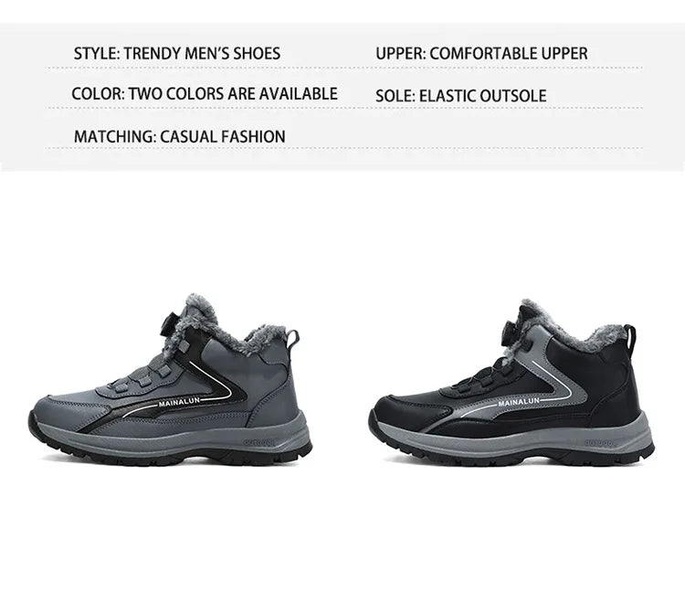 Botas de nieve para hombre, botas de senderismo cálidas y cómodas para invierno, zapatillas deportivas para hombre para exteriores, calzado deportivo impermeable, calzado de senderismo resistente al desgaste