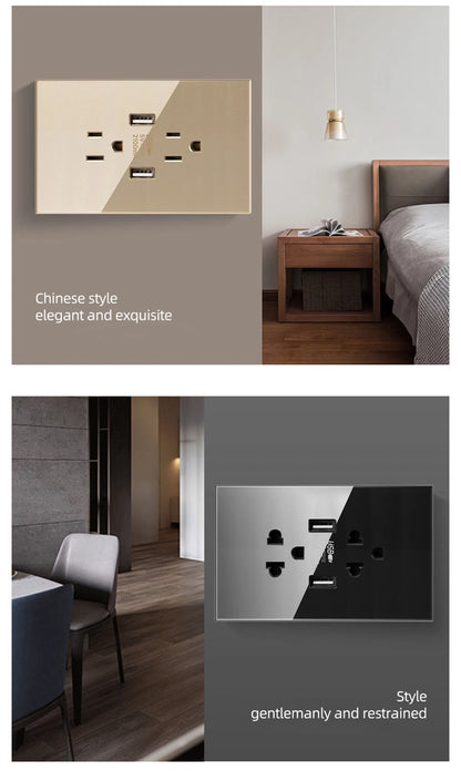 Adaptador de enchufe para electrodomésticos inteligentes Herepow Thailand, enchufe de pared USB doble estándar americano tipo C de 3,1 A con carga rápida.