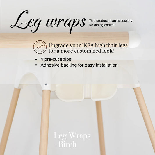 Envolturas para piernas Patas de silla con apariencia de haya Envolturas para piernas de trona precortadas Silla alta con apariencia de veta de madera Envoltura para muebles infantiles