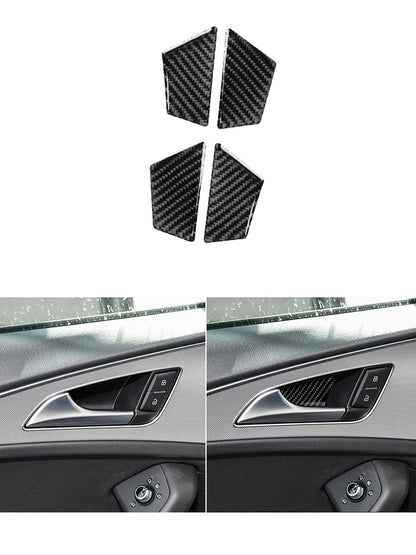 Accesorios decorativos para el interior del coche Audi A6 A7 2012 2013 2014 2015 2016 2017 2018, pegatinas negras de fibra de carbono, embellecedor de cubierta.