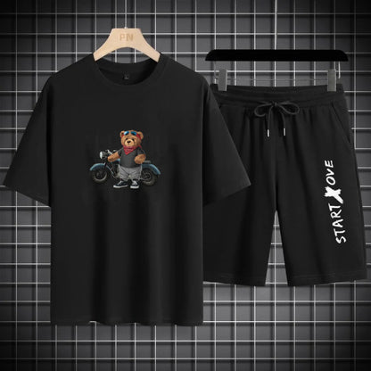 Ropa deportiva de verano para hombre 2025: camiseta fina y transpirable y pantalones cortos casuales de moda para baloncesto y deportes de ocio.