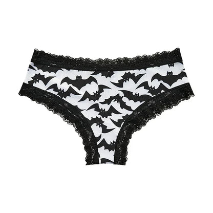 Ropa interior para mujer, bragas sexys con borde de encaje, estilo gótico, lencería con calavera rosa, pantalones triangulares cómodos y transpirables personalizados