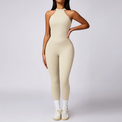 Conjunto de mono sin espalda para entrenamiento, mono de fitness, ropa deportiva siamesa para mujer, chándal, ropa de gimnasio, mono de una pieza, conjunto de yoga