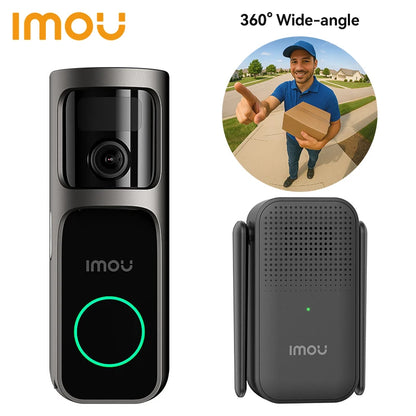 IMOU 4k Video Doorbell 3 with Chime fisheye lens Human Package Detection Rechargeable Battery Two-way Talk Waterproof 360° View