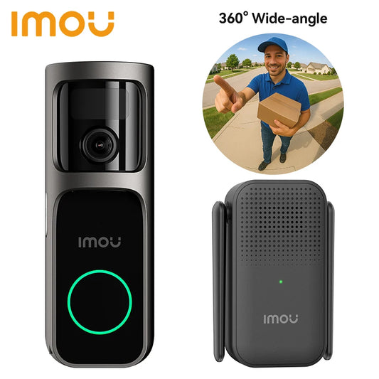 IMOU 4k Video Doorbell 3 with Chime fisheye lens Human Package Detection Rechargeable Battery Two-way Talk Waterproof 360° View