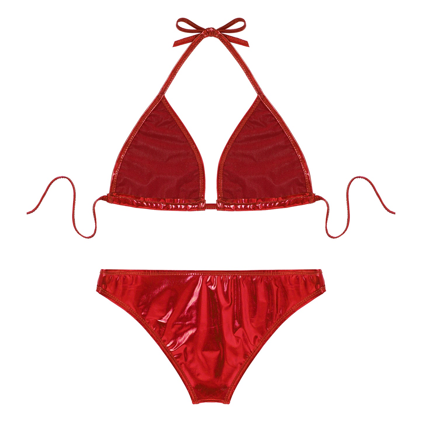Women's Metallic Shiny Bikini Fashion Set Swimwear Pool Party Bathing Suit Top + Bottom Beachwear Women Swimsuit 2022 New