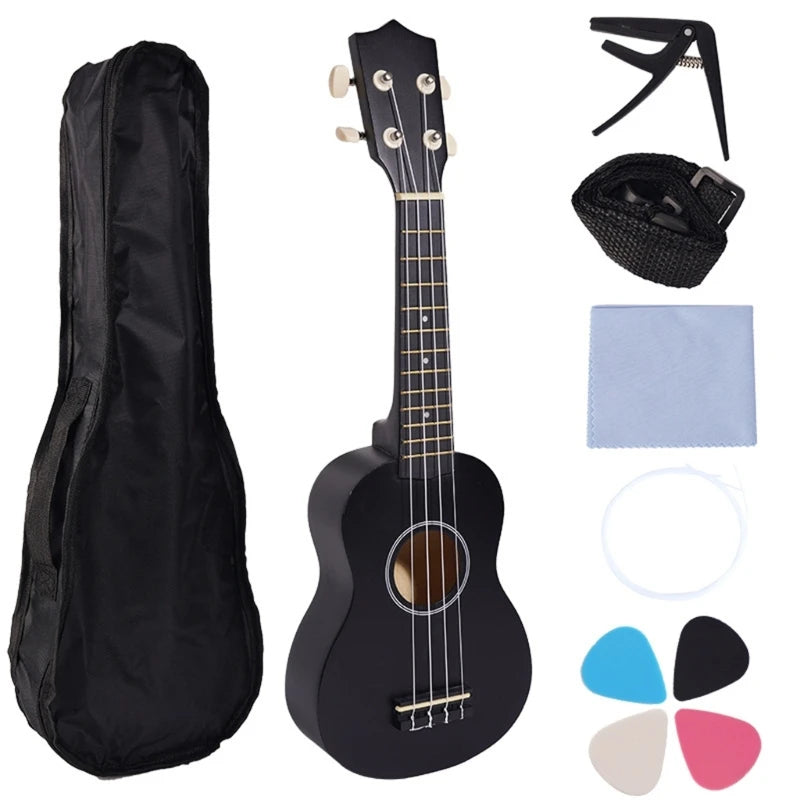 Ukelele de 21 pulgadas, instrumento musical educativo, juguete de guitarra acústica, textura para clases de música y práctica en casa.