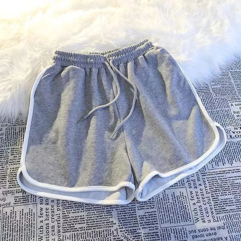 Pantalones cortos deportivos a rayas para mujer, moda coreana, minipantalones cortos casuales, pantalones cortos sencillos de verano, pantalones cortos holgados de pierna ancha para mujer, nuevos