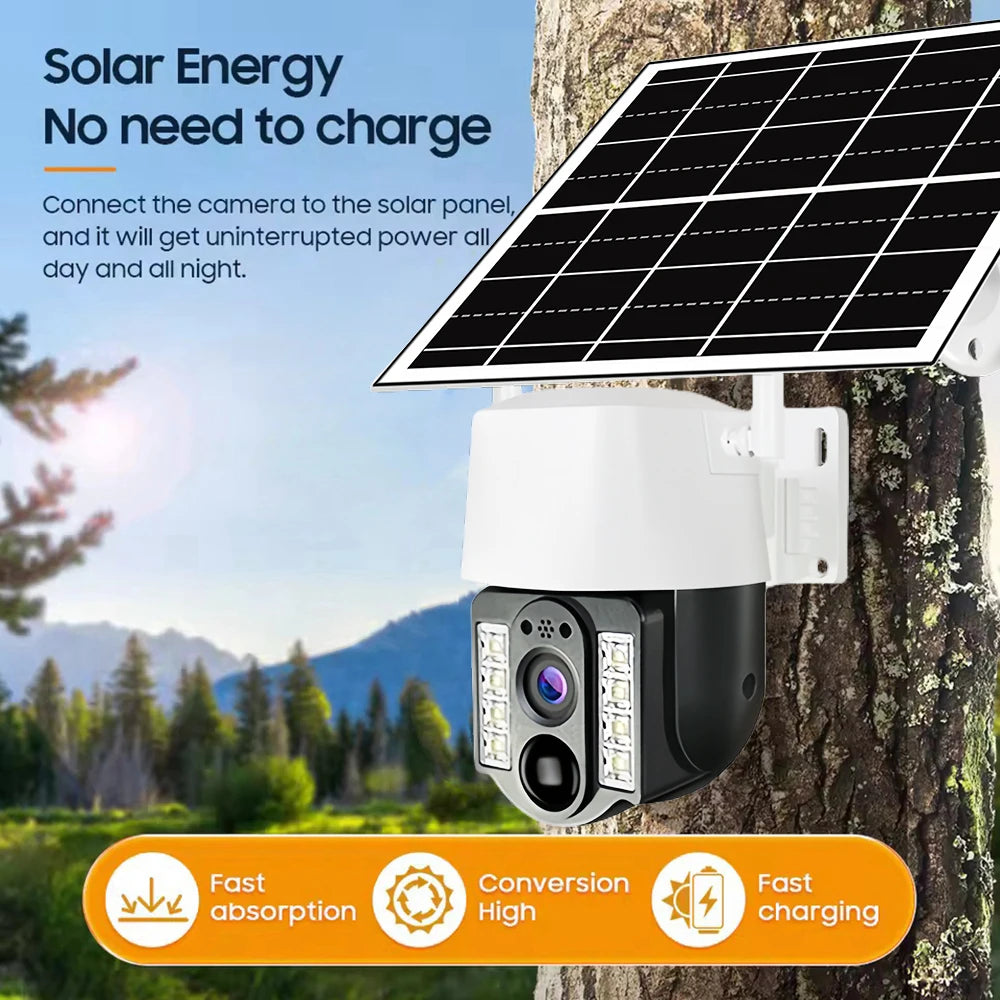 Cámara exterior 2K HD 5MP con batería integrada, alimentación solar, tarjeta SIM 4G, monitor de red, seguimiento automático, audio IP, cámara de videovigilancia PTZ V380