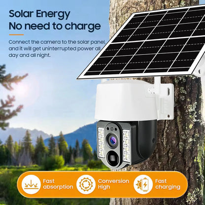 Cámara exterior 2K HD 5MP con batería integrada, alimentación solar, tarjeta SIM 4G, monitor de red, seguimiento automático, audio IP, cámara de videovigilancia PTZ V380