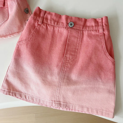 Conjuntos de ropa para niños: top vaquero con cuello halter, camiseta sin mangas y falda, 3 piezas, ropa de niña, ropa de boutique para niños de 2 a 7 años.