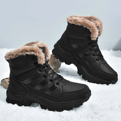 Botas de invierno para hombre, zapatillas cálidas, impermeables, antideslizantes, de felpa, de cuero, talla grande 48, novedad de 2024