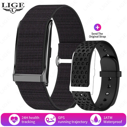 LIGE - Pulsera inteligente sin pantalla para hombre y mujer, con monitor de ritmo cardíaco, presión arterial, sueño, podómetro, rastreador de actividad física, 2025