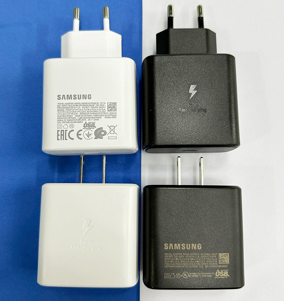 Cargador adaptador de corriente Samsung Ep-TA845 de 45 W, supercargador USB tipo C, carga rápida para Galaxy S25 Ultra, S24+, S23, A36, A56, M56, Tab S10+