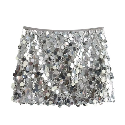 Minifalda sexy con lentejuelas, ropa sexy para mujer, estilo Y2k, metalizado plateado, ropa de calle, falda femenina, faldas de moda, falda