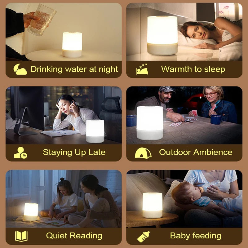 Lámparas de noche LED de noche con carga regulable para escritorio, iluminación de noche para dormitorio, decoración, lámparas de mesa LED de lectura táctiles.