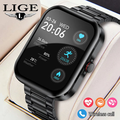 LIGE - Reloj inteligente para hombre, pantalla de 1,91 pulgadas, Bluetooth, llamadas, más de 100 modos deportivos, monitorización del sueño, resistente al agua, para mujer (regalo 2025)