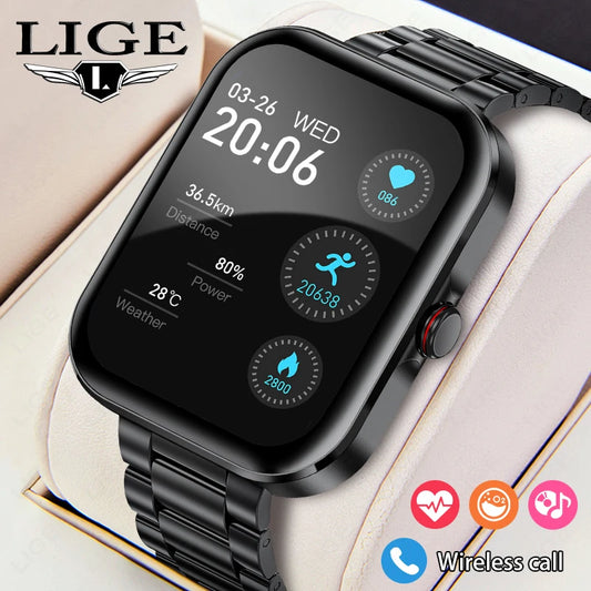 LIGE - Reloj inteligente para hombre, pantalla de 1,91 pulgadas, Bluetooth, llamadas, más de 100 modos deportivos, monitorización del sueño, resistente al agua, para mujer (regalo 2025)