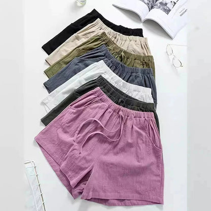 Pantalones cortos de verano para mujer, informales, de cintura alta, para adolescentes y niñas, transpirables, para correr y playa