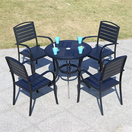 Mesa redonda/cuadrada para exterior, mesa de jardín, mesa de comedor moderna de madera y plástico, mesa larga para exteriores, ocio, patio, villa