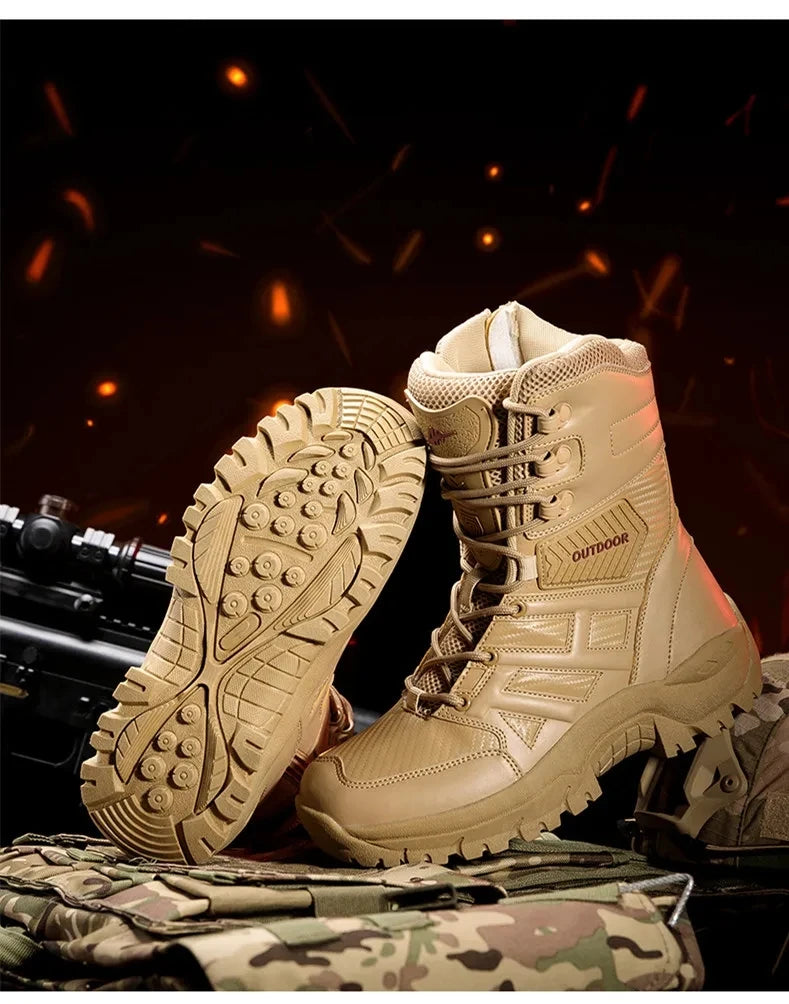 Botas altas de piel para hombre de alta calidad, transpirables, estilo desértico, ideales para actividades al aire libre. Botines antideslizantes para senderismo.