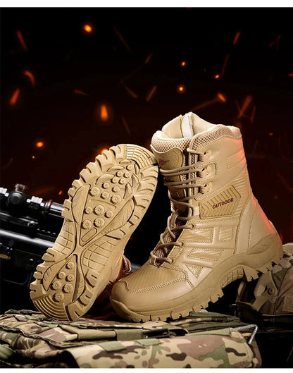 Botas altas de piel para hombre de alta calidad, transpirables, estilo desértico, ideales para actividades al aire libre. Botines antideslizantes para senderismo.