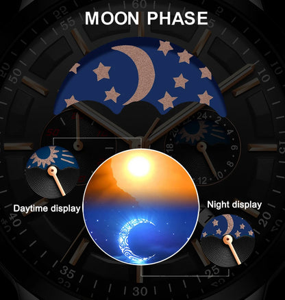 LIGE - Reloj de negocios para hombre, de cuarzo, de lujo, resistente al agua, 3 barras, cronógrafo luminoso, regalo + caja