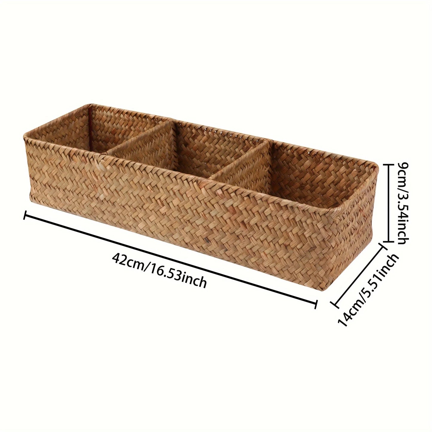 1 cesta de almacenamiento de mimbre, caja de almacenamiento miscelánea, cajas de almacenamiento de 3 compartimentos, cesta de almacenamiento para organizar papel higiénico
