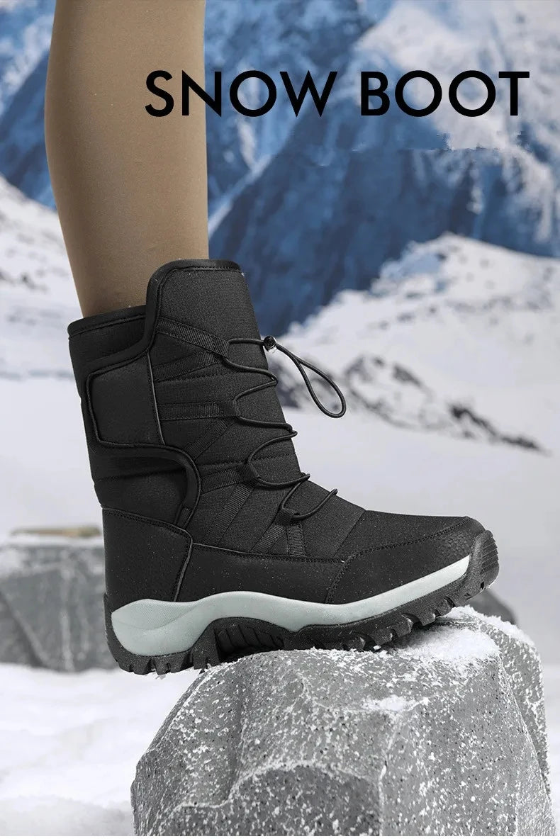Nuevas botas de nieve cálidas de felpa para hombre, botas altas de invierno para hombre, botas de moto impermeables de invierno, botas de senderismo antideslizantes para exteriores para hombre.