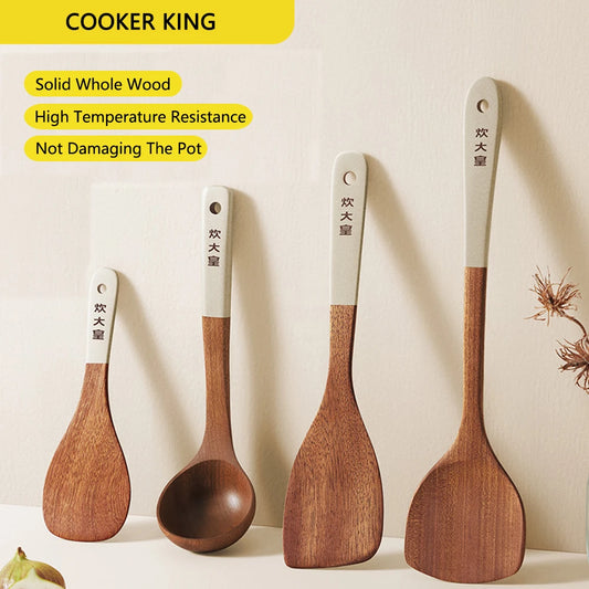 Espátula de madera de ébano COOKER KING, sartén antiadherente, espátula especial para saltear, espátula resistente al calor, cuchara para sopa de arroz, utensilios de cocina