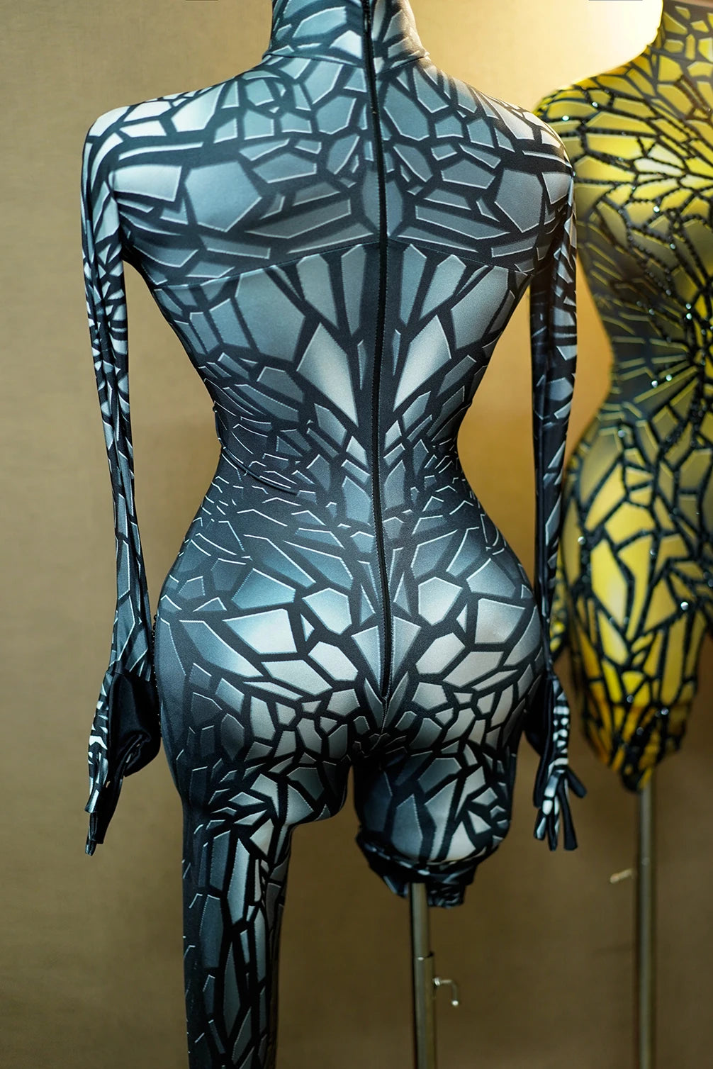 Mono con brillantes y diamantes de imitación para mujer, sexy, elástico, para baile, fiesta, cantante, escenario, cumpleaños, disfraces de Drag Queen Posui 7G