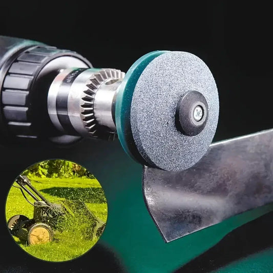 Afilado fácil: afilador de cortacésped eléctrico con cabezal de amolado resistente al desgaste y lijadora de piedra de afilar.