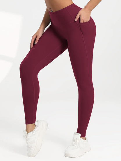 Leggings de yoga para mujer, 2 unidades, con bolsillos, color liso, para gimnasio, actividades al aire libre, cintura alta, ajustados, pantalones deportivos para correr.