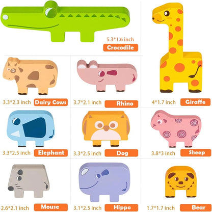 Juguetes Montessori para bebés, bloques de madera con forma de animales, juguetes para clasificar y apilar para niños de 2 a 4 años, regalos para niñas y niños, juguetes educativos para niños.