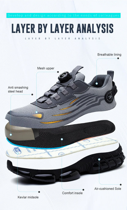 Small Size Rotary Buckle Work Safety Shoes For Men Air Soft Sole Lightweight Protective Work Sneakers Men and Women Shoes
