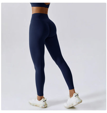 Pantalones de yoga, mallas deportivas para mujer, leggings de gimnasio, suaves, de cintura alta, elásticos, transpirables, de nailon, tipo T.
